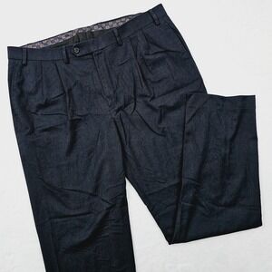 Lauren Ralph Lauren Mens 38W 32L Pleated Dress Pants Trousers Dark Blue Preppy